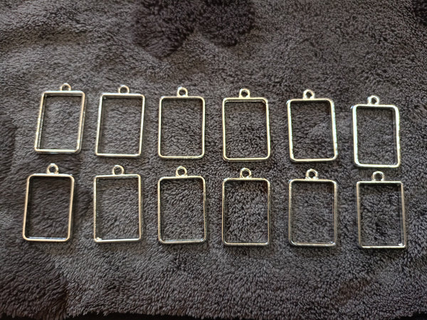 Silver pendant bezel big size 12pcs