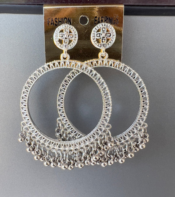 Resin base Large size silver ghunghru jhumka