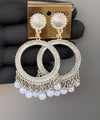 Round silver white moti jhumkas