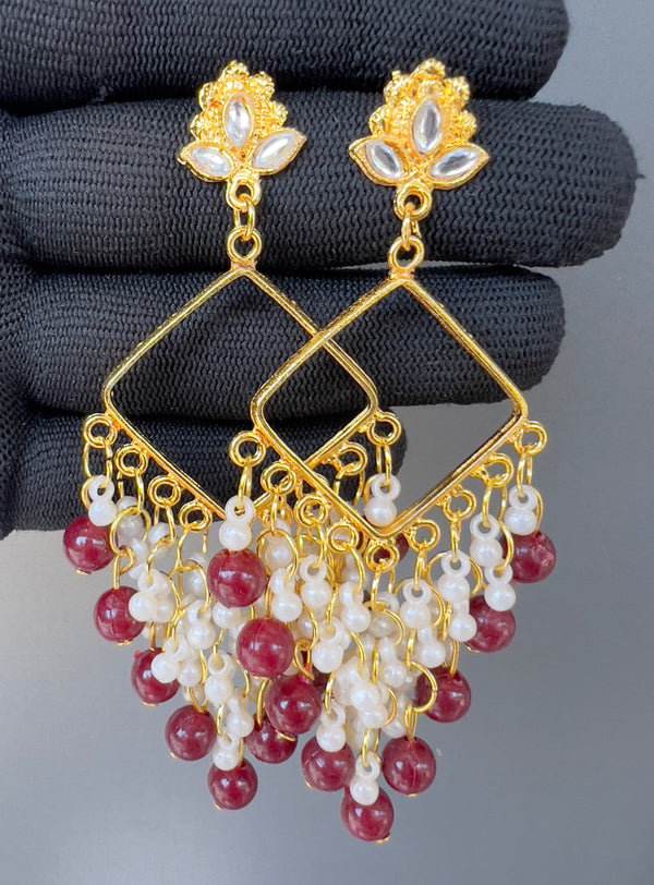 Golden chand bali maroon