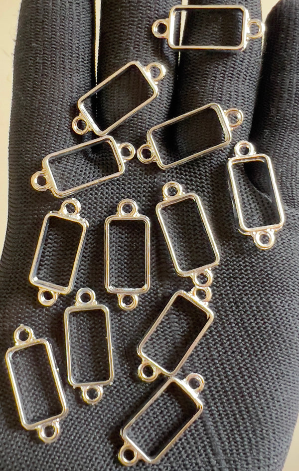 Silver Bracelet bezel set 12pcs