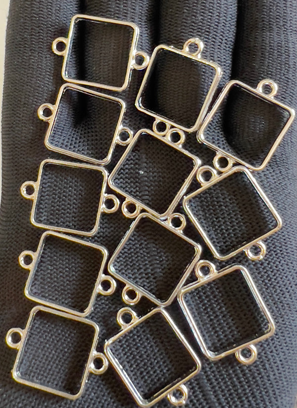 Silver bracelet bezel set 12pcs