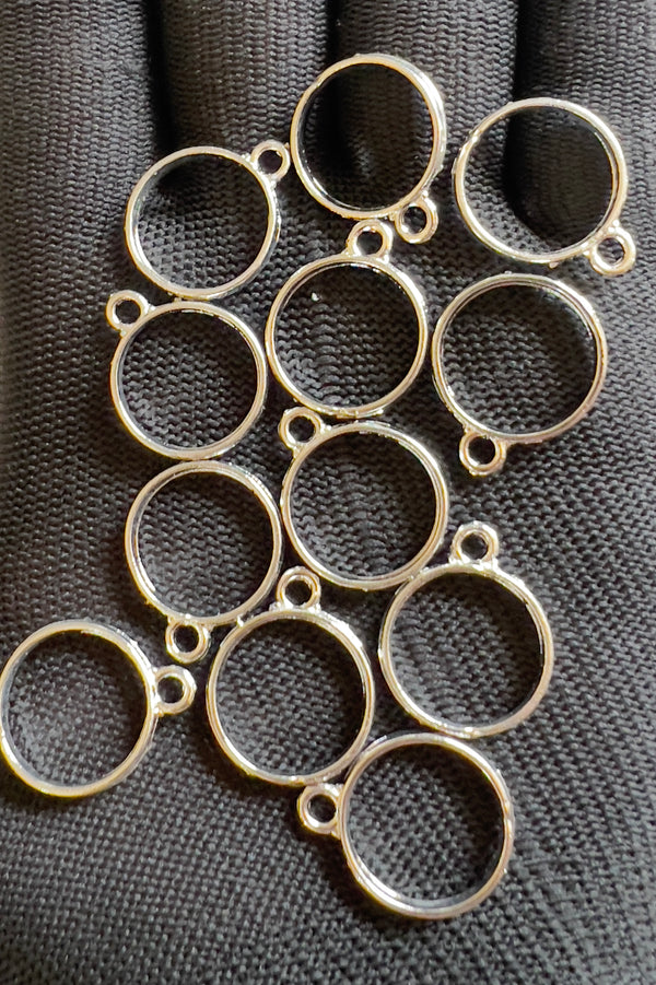 Silver pendant bezel set 12pcs