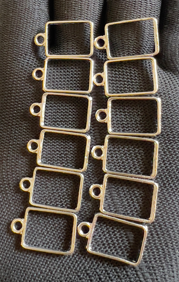 Silver pendant bezel set 12 pcs