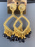 Goden square black beads jhumkas