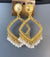 Golden pearl white square jhumka