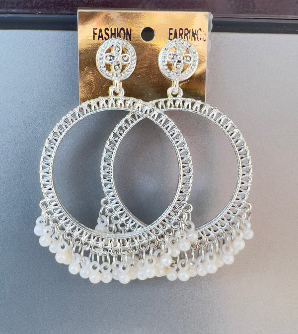 Resin base pearl moti jhumkas