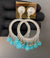 Round silver aqua blue jhumkas