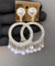 Round silver white moti jhumkas