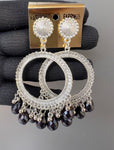 Round silver black jhumkas