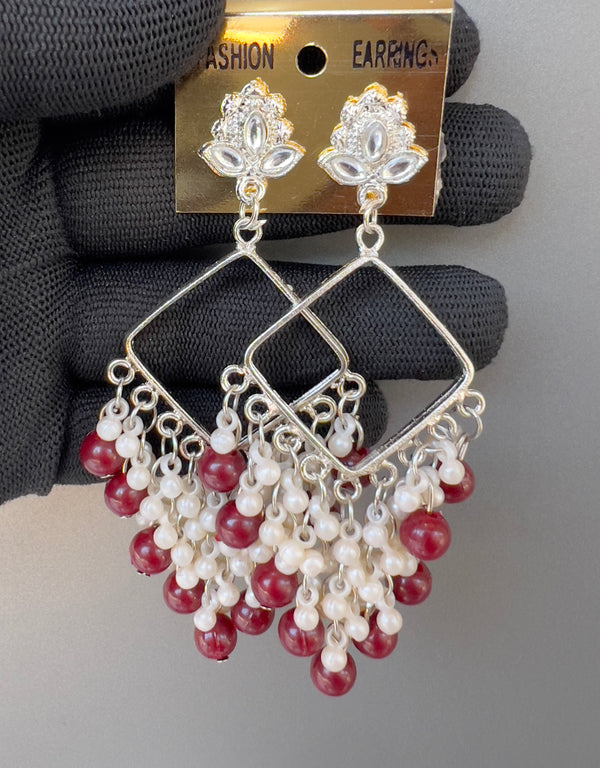 Silver chand bali maroon
