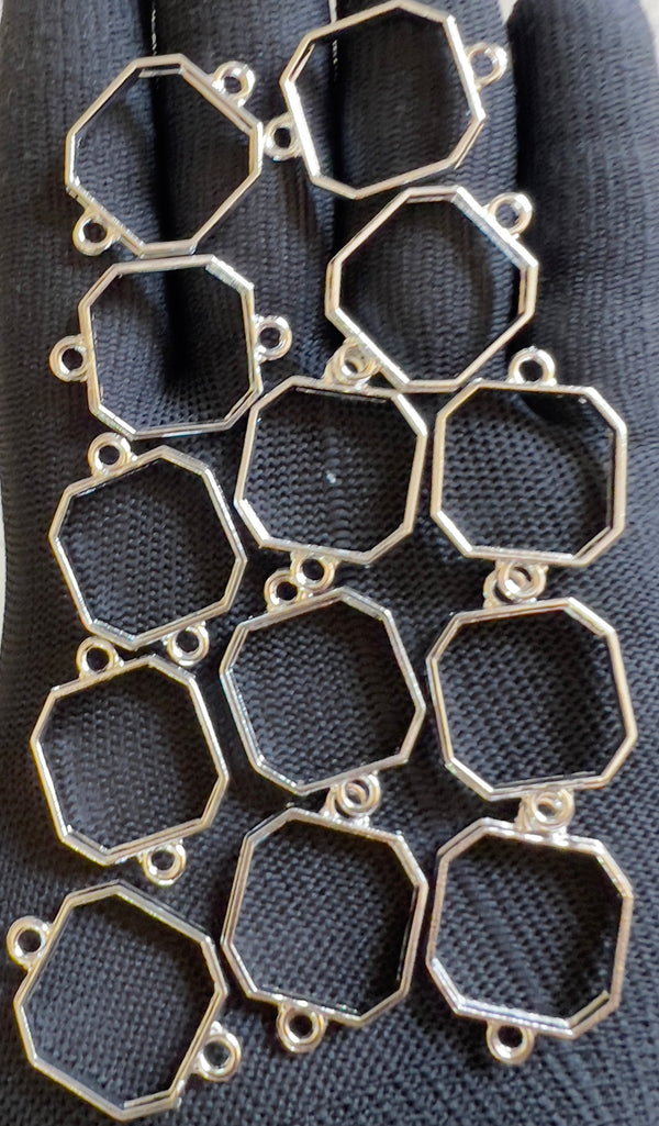 Silver bracelet bezel set 12pcs