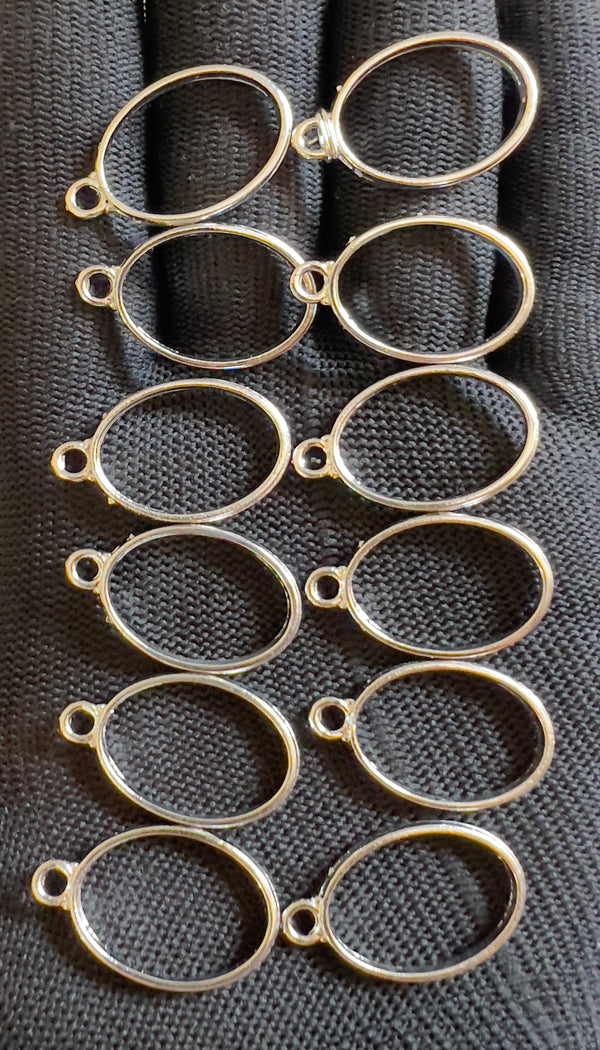 Silver pendant bezel set 12 pcs